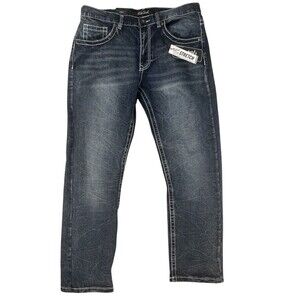 NWT True Luck Jeans 34x30 Dark Wash Straight Fit Stretch Retail $60